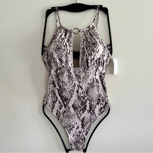 NWT BCBGMaxAzria Gold Snakeskin Print One-Piece Swimsuit Small 6
